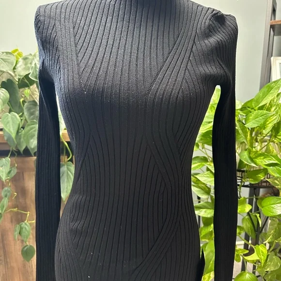Lulus Snug As Can Be Black Ribbed Mock Neck Sweater Dress - Size M. NWT. - Picture 4 of 5